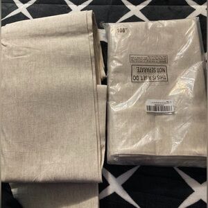 Beige Curtain Set 2 flax panels each 50” x 108” never used.Didn’t fit my window